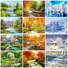 Алмазная вышивка Nabi, полноразмерная и Круглая Мозаика 5D с мотивом пейзажа, весна, зимний домашний декор, подарок