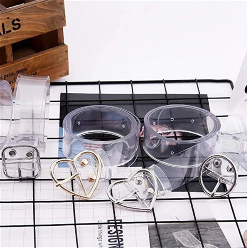 

Women's Cute Transparent Belt Female Heart Buckle Waist Sweet Belt Fashion Waistband Ladies Jeans Dress Belt