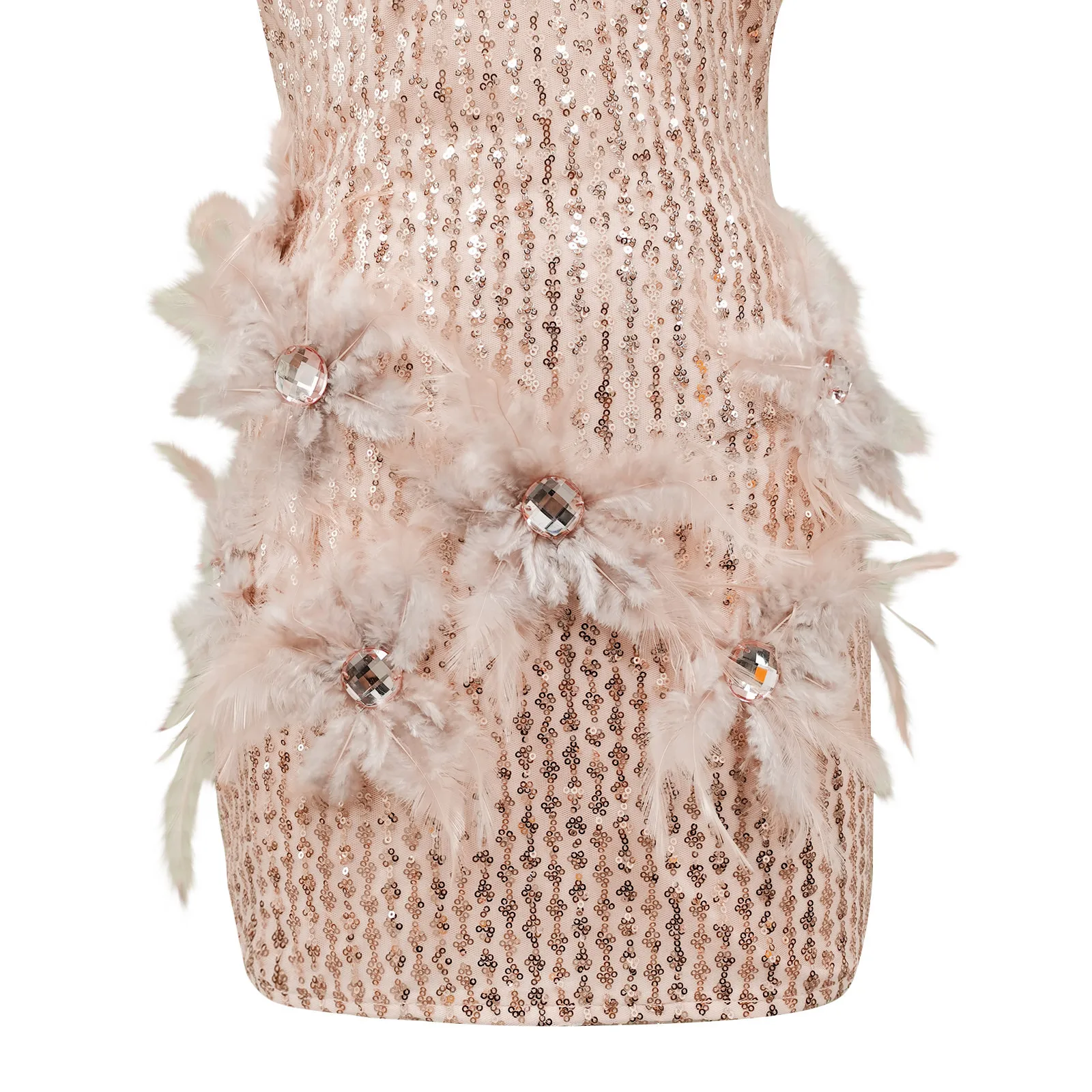 

Spring High Quality Pink Mini Feather V-neck Dress 2021 Fashion Women Dress Knee-length A-line Pink Vestidode Mujer