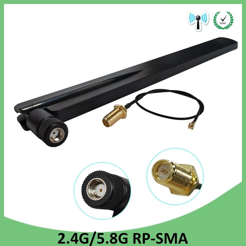 2 4g 20 шт 4 GHz 5GHz 5 8 Ghz антенна настоящая 8dBi RP SMA Двухдиапазонная wifi женский + 21 см