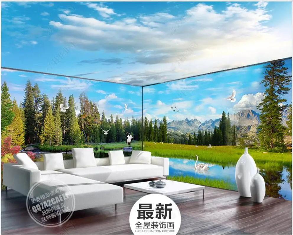 

3d photo wallpaper custom mural Beautiful scenery of forest lake whole house wall home decor Wallpaper for walls in rolls