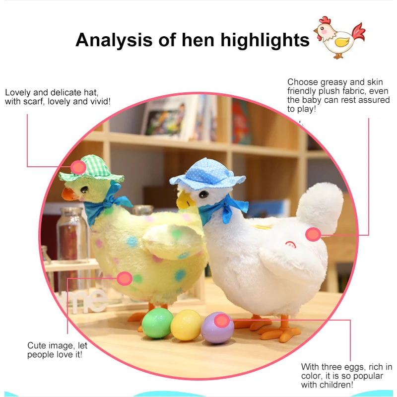 

New Arrive 25CM A Hen Chicken Plush Toy Laying Egg Shocked Joke Gift Child Anti-Stress Gadget Fun Game Indoor Or Outdoor