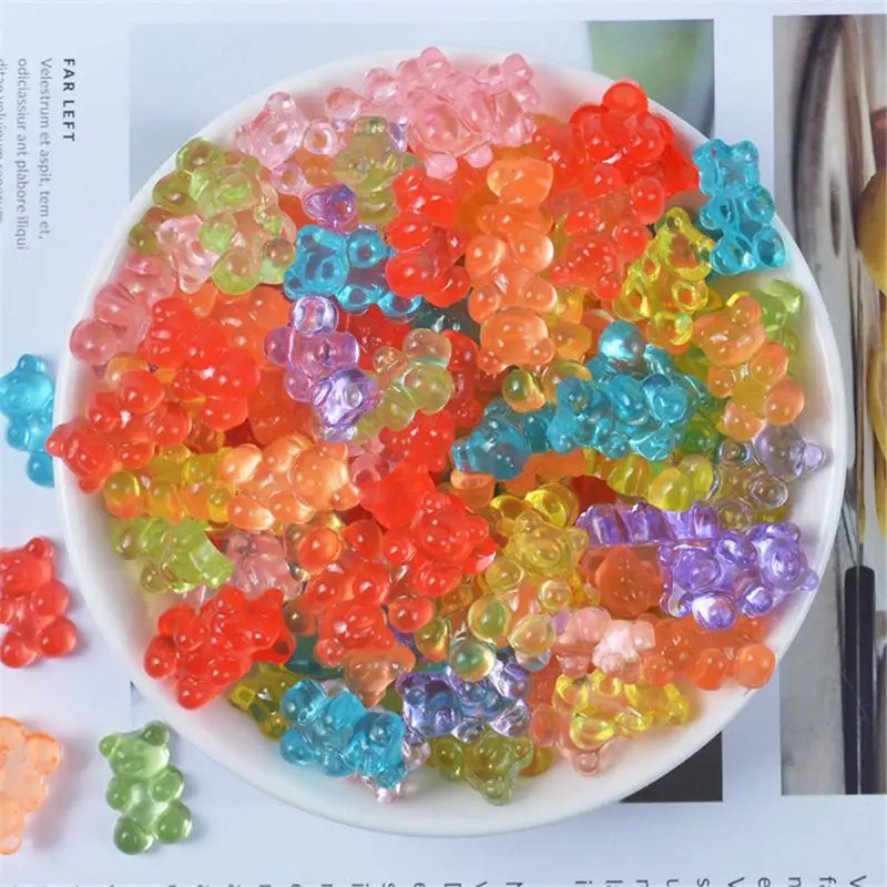 Mini cuentas de oso de goma, abalorios de limo suave, accesorios de plastilina para Slime, cristal, barro, Slime esponjoso, 12 Uds.-2