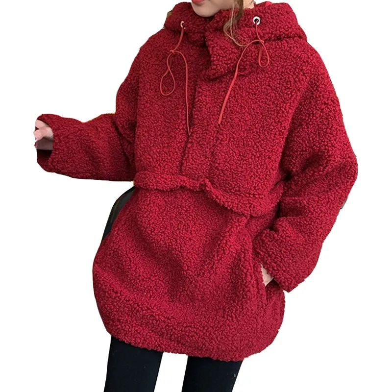 Зима 2020 новинка бархатная Толстая Женская толстовка средней длины Свободный
