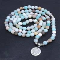 8mm amazonite gemstone 108 beads mala bracelet cuff wristband new chakas energy bless tassel meditation handmade spirituality