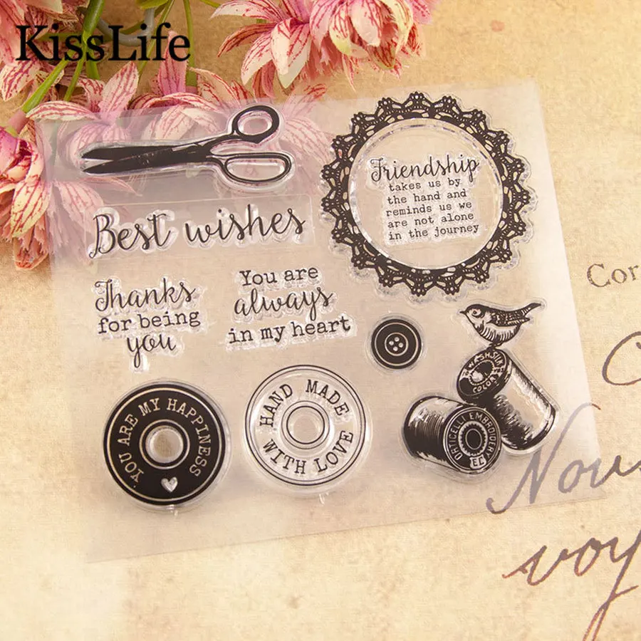 1 лист медная круглая рамка с цветами кнопки буквы резиновые штампы для