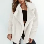 Женская зимняя куртка свободного покроя, однотонный кардиган с длинными рукавами, карманами и плюшевым воротником, пальто на осень и зиму, Chaqueta Mujer