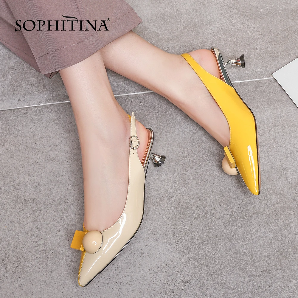 SOPHITINA/модные туфли лодочки женские Разноцветные Необычные Босоножки на каблуке с