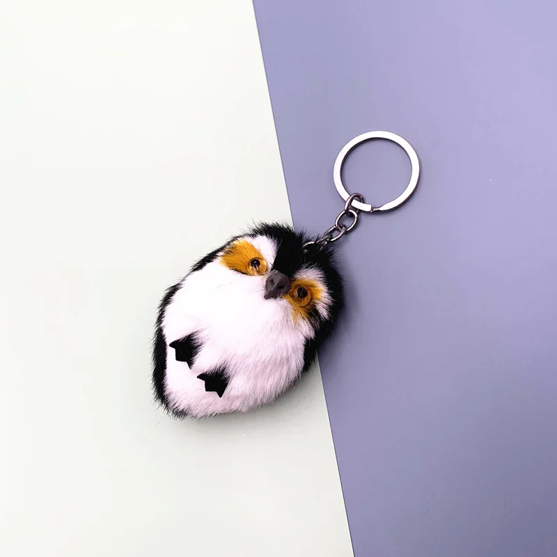 

Lovely Ear Owl Keychain Girls Boy Fluffy Fake Animal Fur Ball Pompon Key Chain Charm Women Bag Key Ring Teacher Gift Wholesale