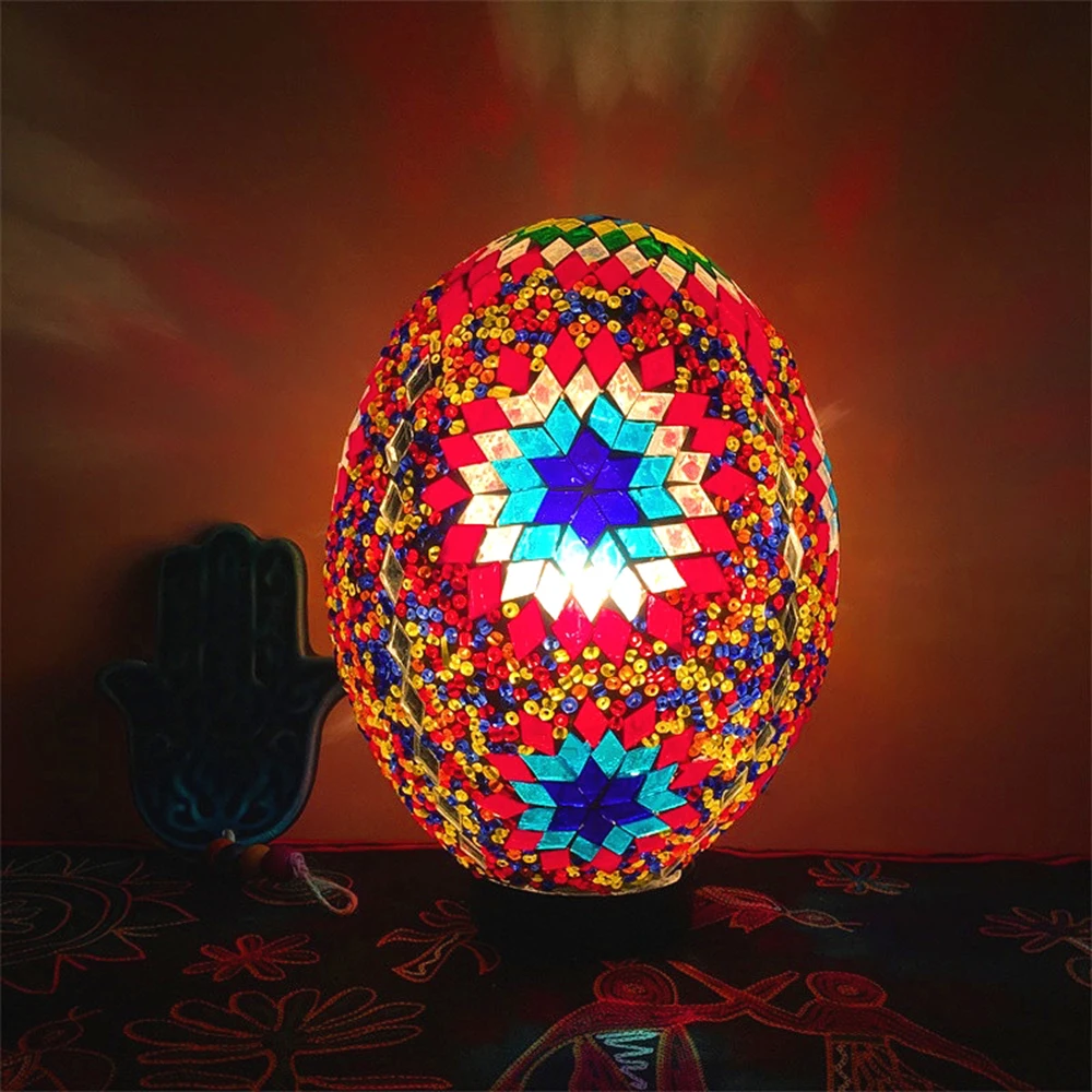 Винтажная Ночная лампа в виде счастливого яйца Турецкая мозаика светодиодная