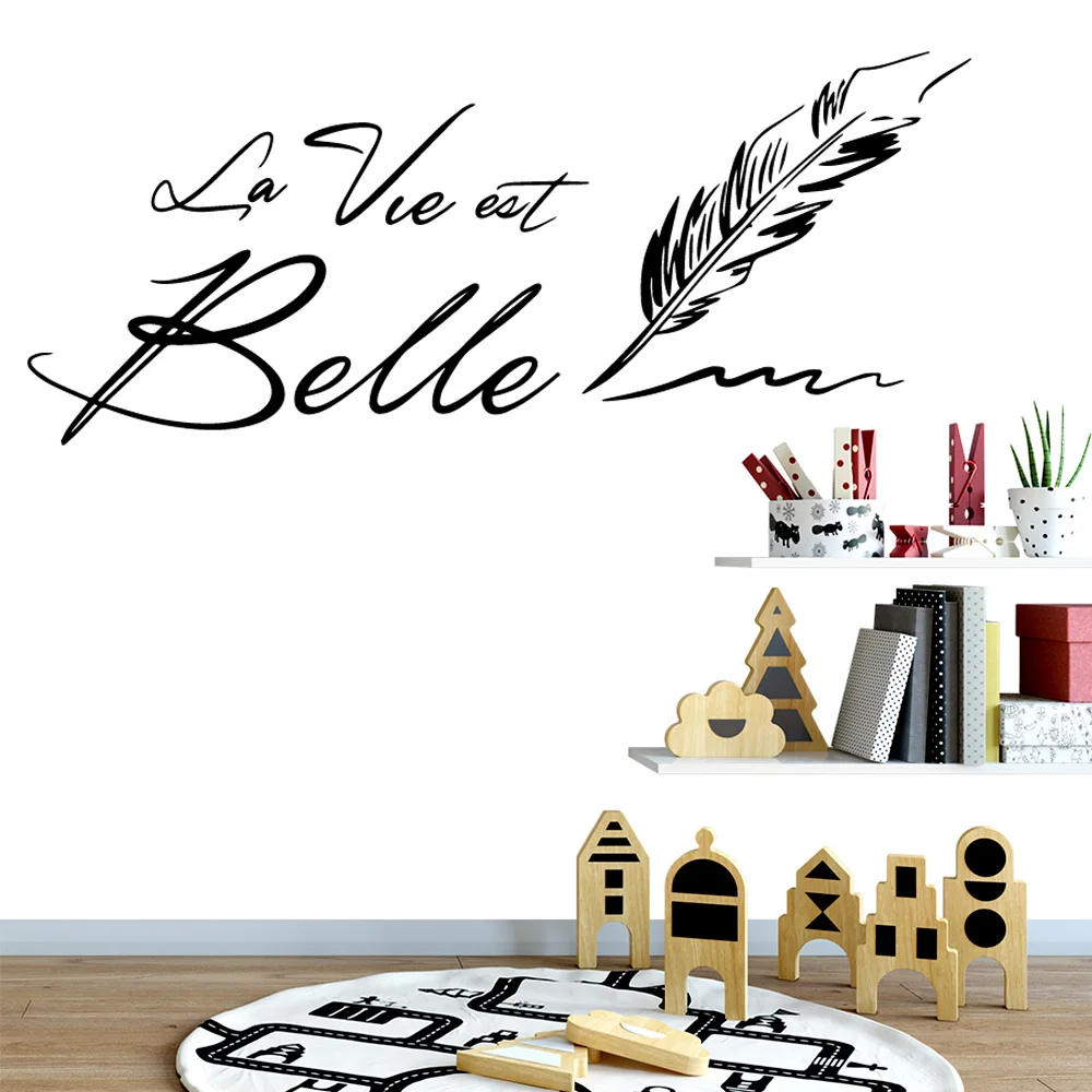 

Beauty French Quote wall stickers la vie Belle Decal Vinyl Sticker For Baby's Rooms Wall Decals Decor Wall Sticker Mural Poster
