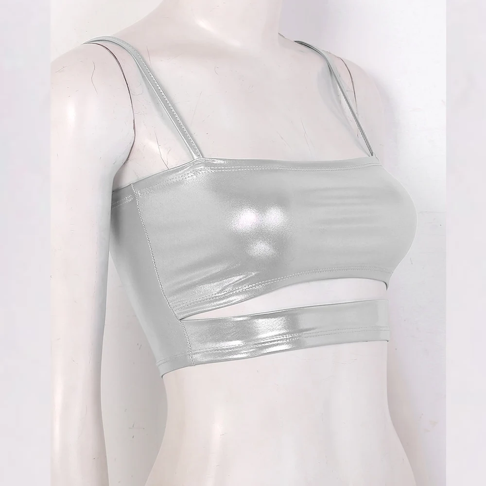 Женский костюм для полярного танца сексуальные майки блестящие с металлическим