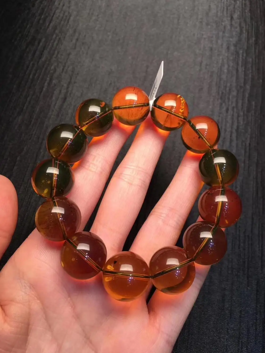 

17.3mm Natural Blue Amber From Mexico Clear Big Round Beads Bracelet Women Men Fashion Healing Stone Certificate AAAAA