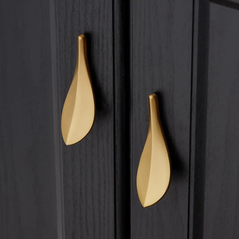 

2piece Nordic Style Solid Brass Gold Leaf Shaped 32mm Cabinet Knob Door Pulls Furniture Handles Knob