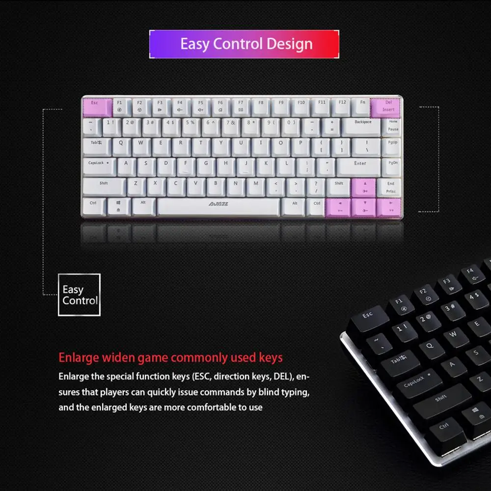Проводная Механическая игровая клавиатура Ajazz AK33 82 клавиши синий переключатель