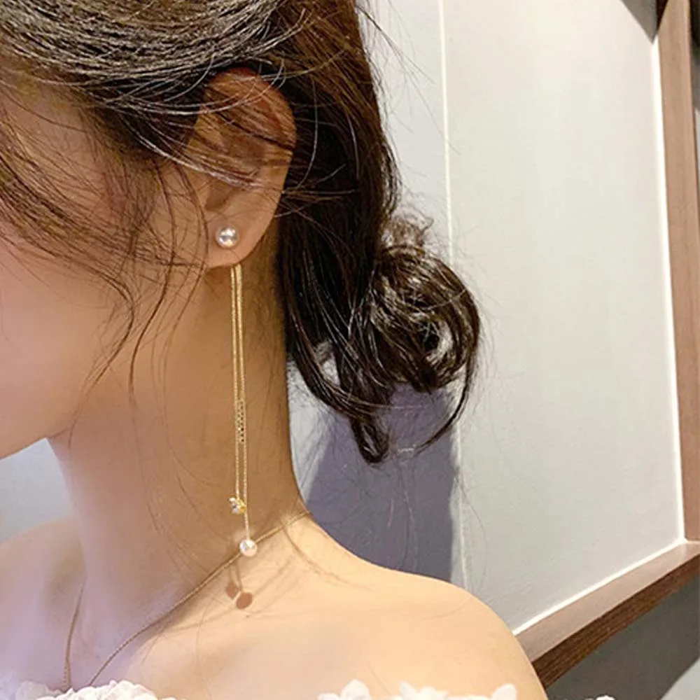 1 шт. женские длинные серьги в виде звезды простой дизайн Японский Корейский