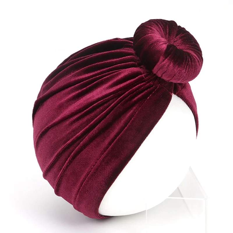 Новые детские Шапки мусульманские индийский вельветовой ткани для девочек шапки