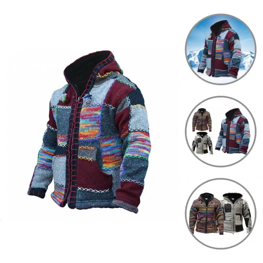 

Sweater Coat Zipper Closure Trendy Loose Fit Men Casual Knitted Coat Jacket