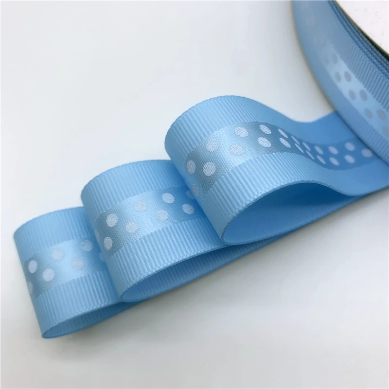 Sky Blue 5 ярдов/партия 1 ''(25 мм) корсажная лента с принтом атласная лента в горошек для волос бант вечерние Рождественские Свадебные украшения - Цвет: Sky Blue