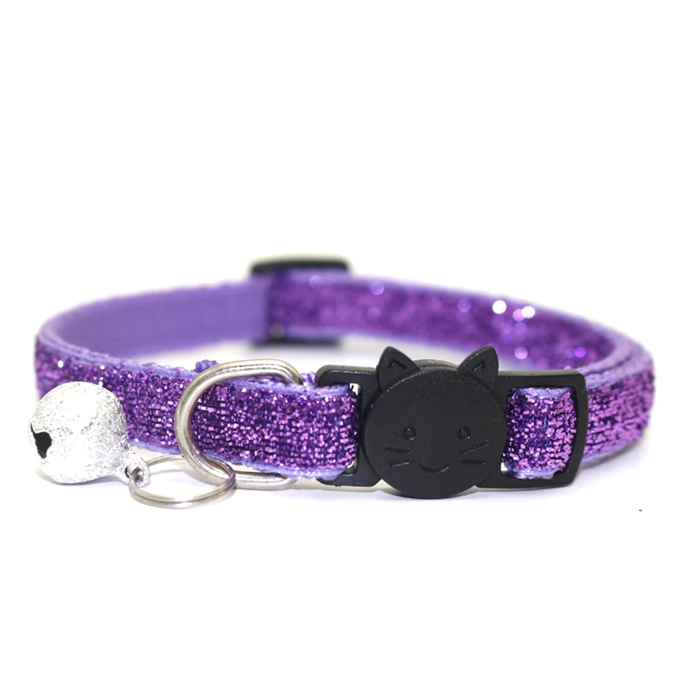 

Pet Cat Collar with Bell Breakaway Fashion Adjustable Kitten Cat Sequin Collar Gato Antiahogo Cat Accessories Katten Halsband