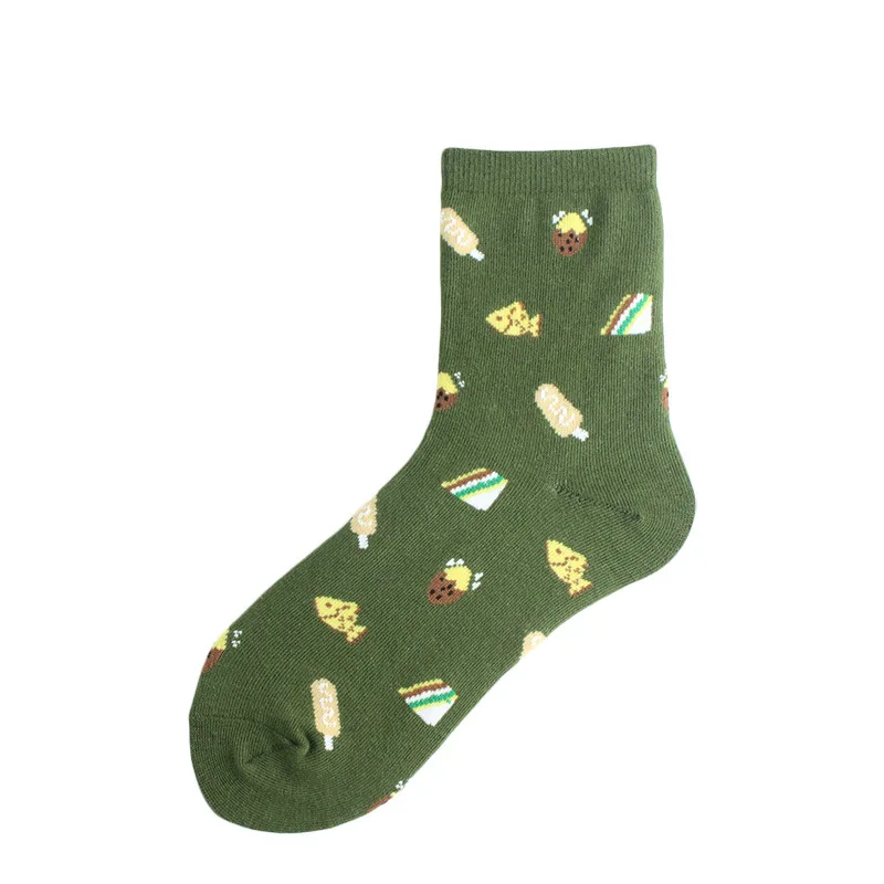 

AOMU 3Pairs/Set Korea New Design Fashion Cartoon Food Sushi Watermelon Colorful Short Tube Socks For Women Couples Accessories