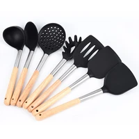 new kitchen accessories silicone cooking utensils set heat resistant kitchen non stick cooking tools with copper plating handle
