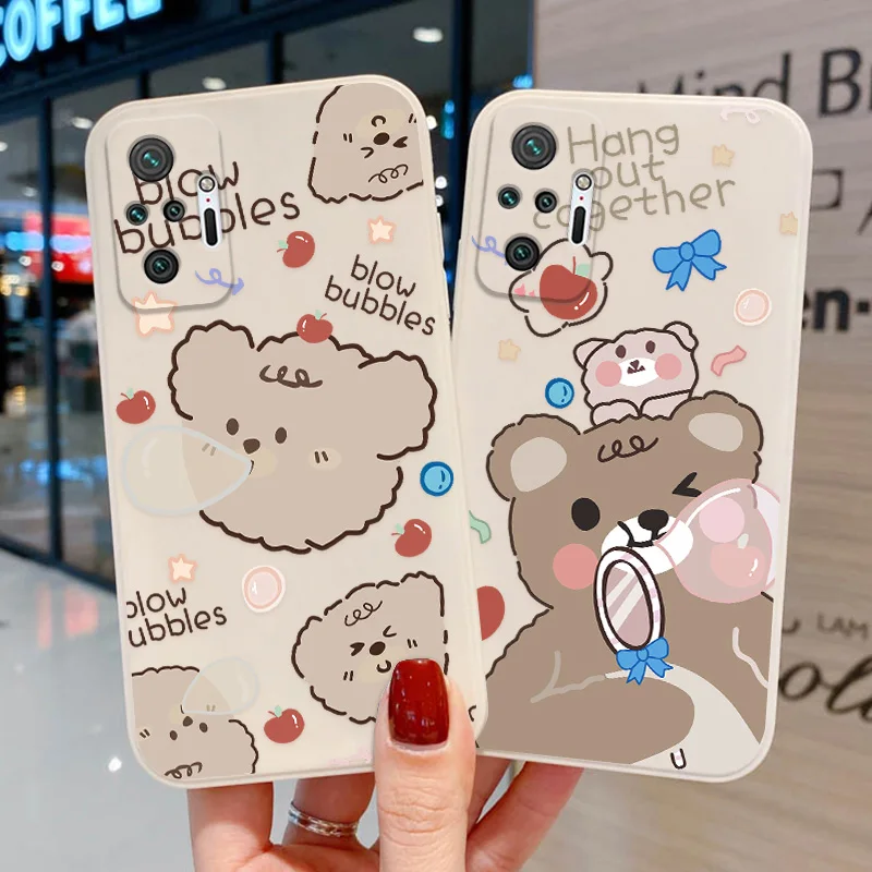 mi 11 lite case retro cartoon bear case for xiaomi redmi note 10 pro case redmi note10 9 8 pro 11t 10t 8t 9t 10s 9s 9c 9a covers free global shipping