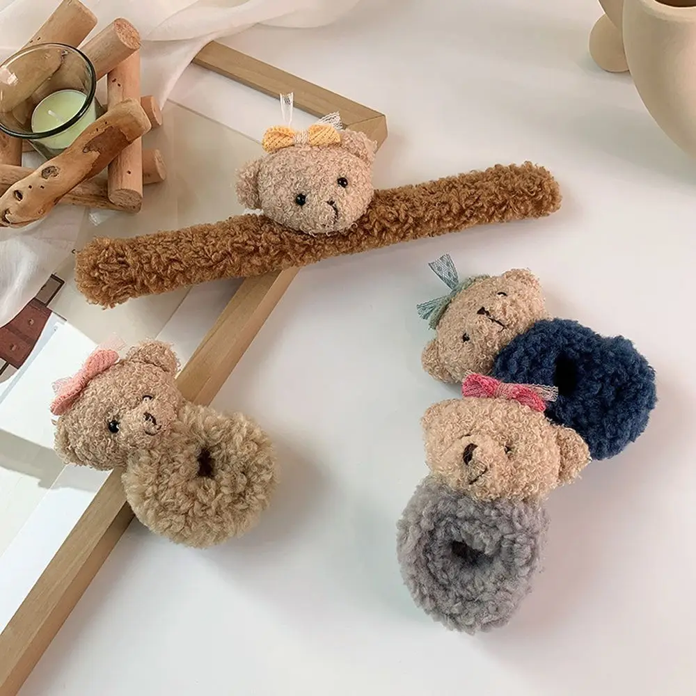 1 Pc Korean Patting Hair Ties Cute Girls Lamb Plush Bear Tie Sweet Bow Rope Bracelet Fashion Accessories |
