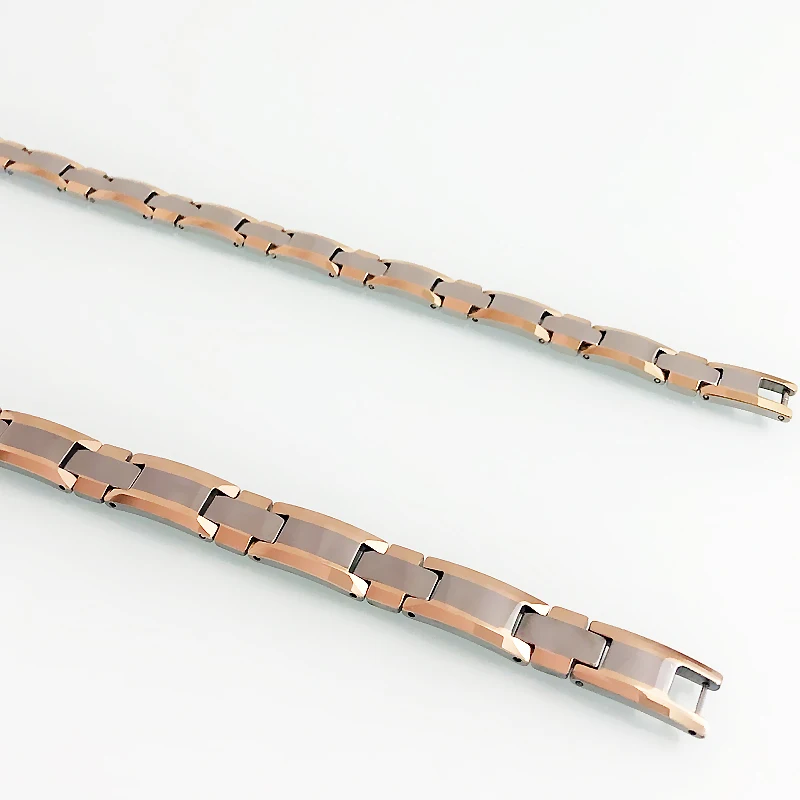 Браслет из вольфрамовой стали под розовое золото для мужчин и женщин магнитный