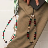 10 colors phone chain boho acrylic crystal hand beaded phone strap short pendant