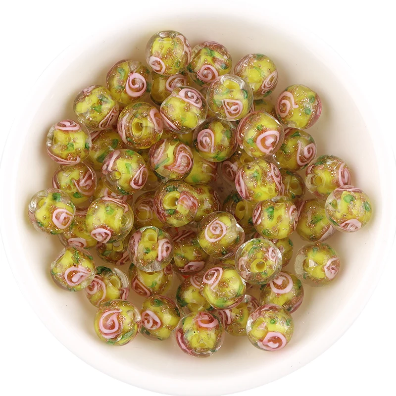 10 шт. разноцветные стеклянные бусины в форме цветка |