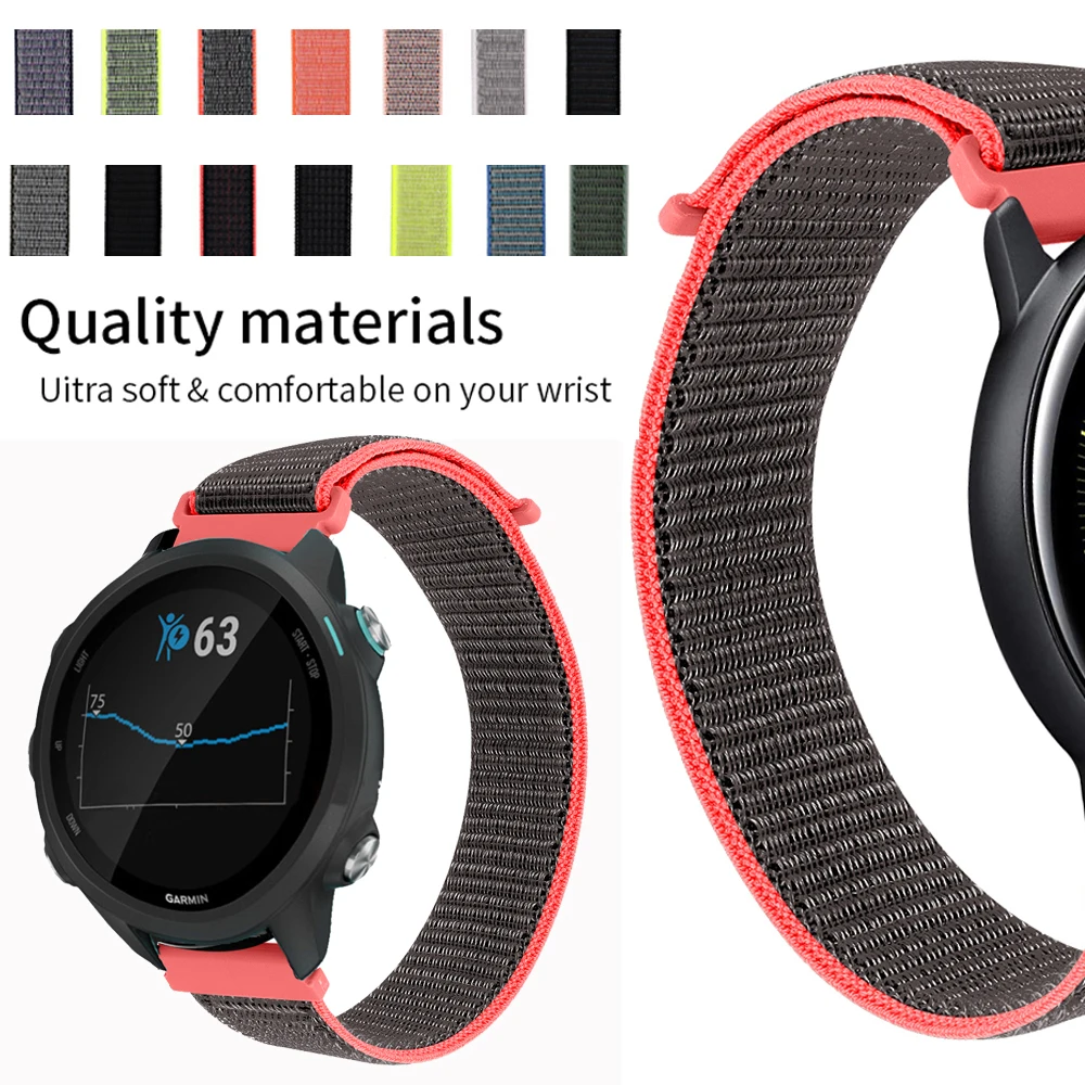 Для Garmin Forerunner 245 245M Music 20 мм ремешок для часов спортивный тканый нейлоновый