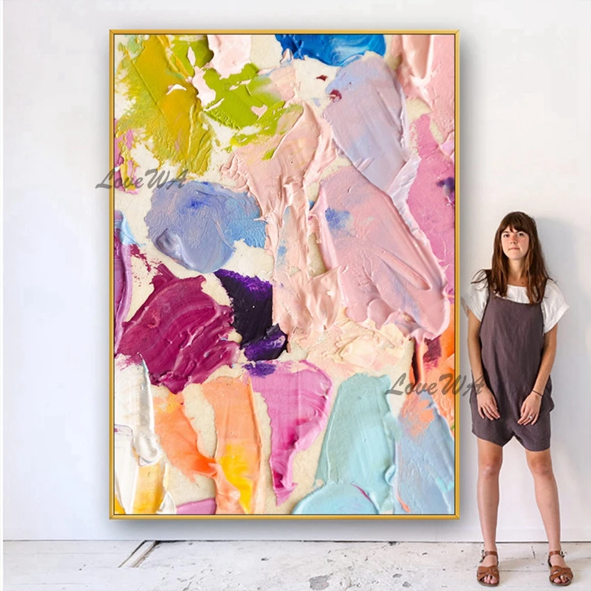 

New Arrival Colorful Abstract Design Wall Hangings Heavy Textured Acrylic Canvas Art Handmade Oil Painting Wall Decor Picture