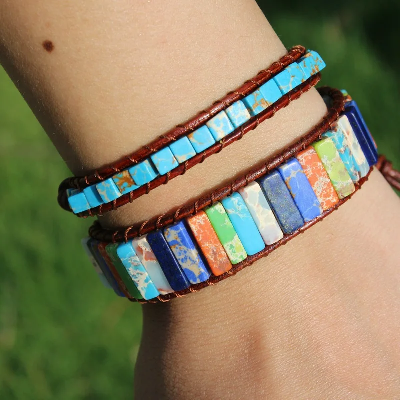 

Natural Imperial Stone Fashion Women's Bracelet Combination Hand-woven Bohemian Natural Stone Ladies Bangle Bracelet Jewelry