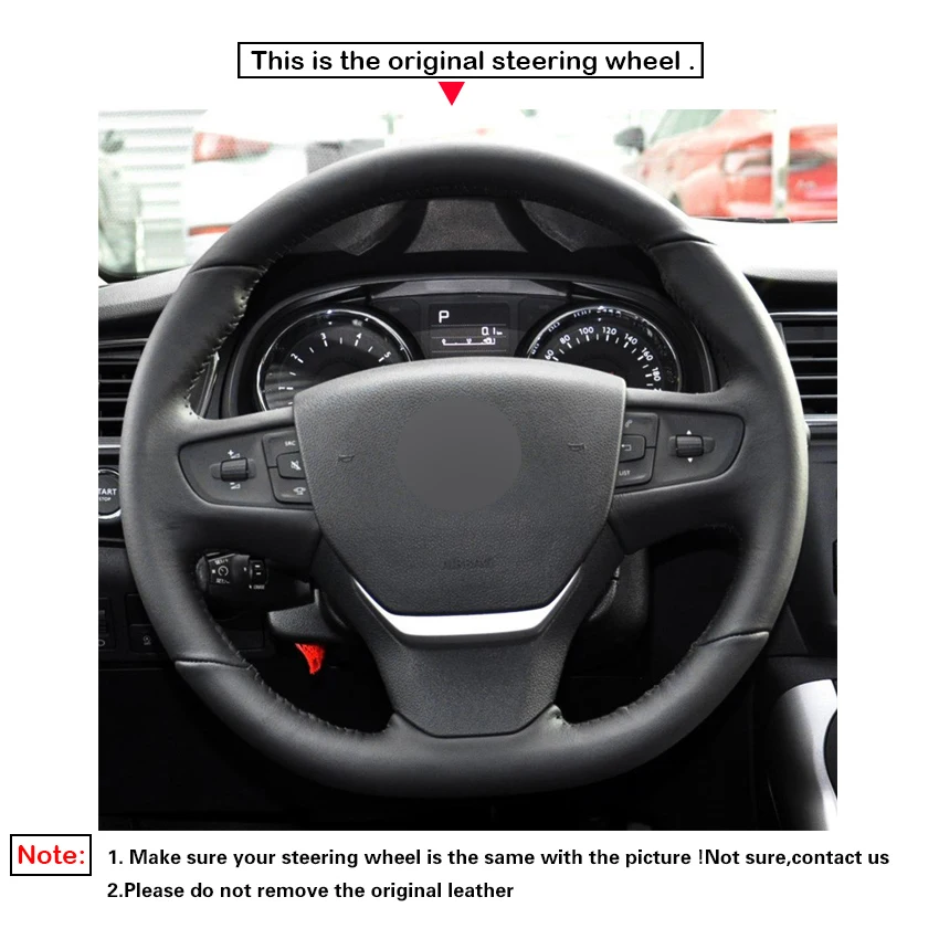 Черный ПУ Искусственная кожа рулевого колеса автомобиля крышки для Citroen C3 XR 2015 2019