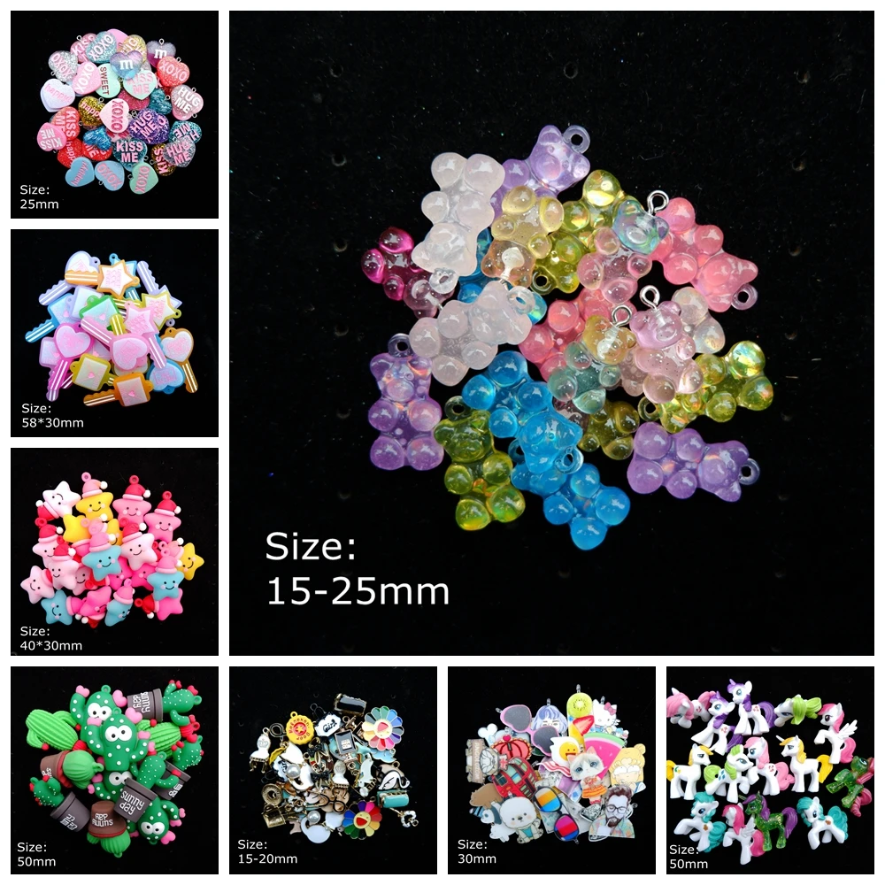 Милая смесь подвесок Кабошон из смолы для женских ожерелий и серег аксессуары