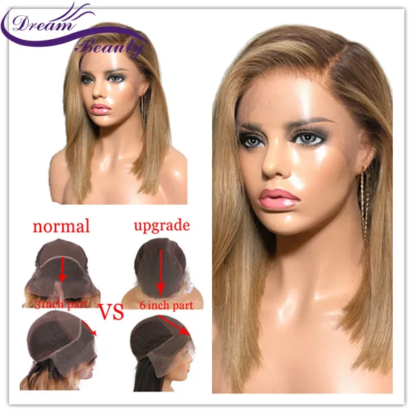 Dream beauty 13x6 боб парик на кружеве Омбре человеческие волосы с волосами младенца прямые предварительно сорванные Remy кружевные передние человеческие волосы парики