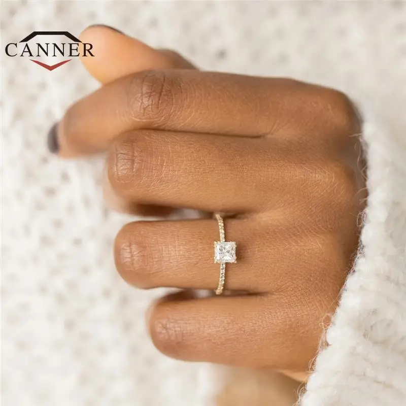 

CANNER Luxury 925 Sterling Silver Rings for Women Couple Rings Fashion Wedding Bride Bridegroom Jewelry Ring Anniversary Anillos
