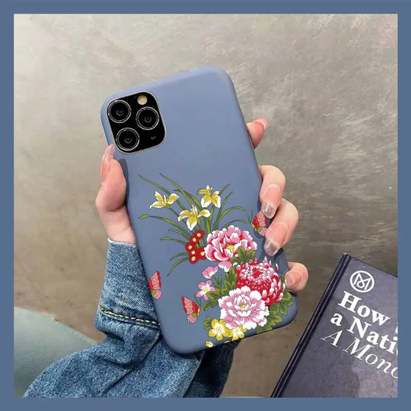 

Yinuoda Cartoon watercolor flowers Phone Case Soft Solid Color for iPhone 11 12 13 mini pro XS MAX 8 7 6 6S Plus X XR