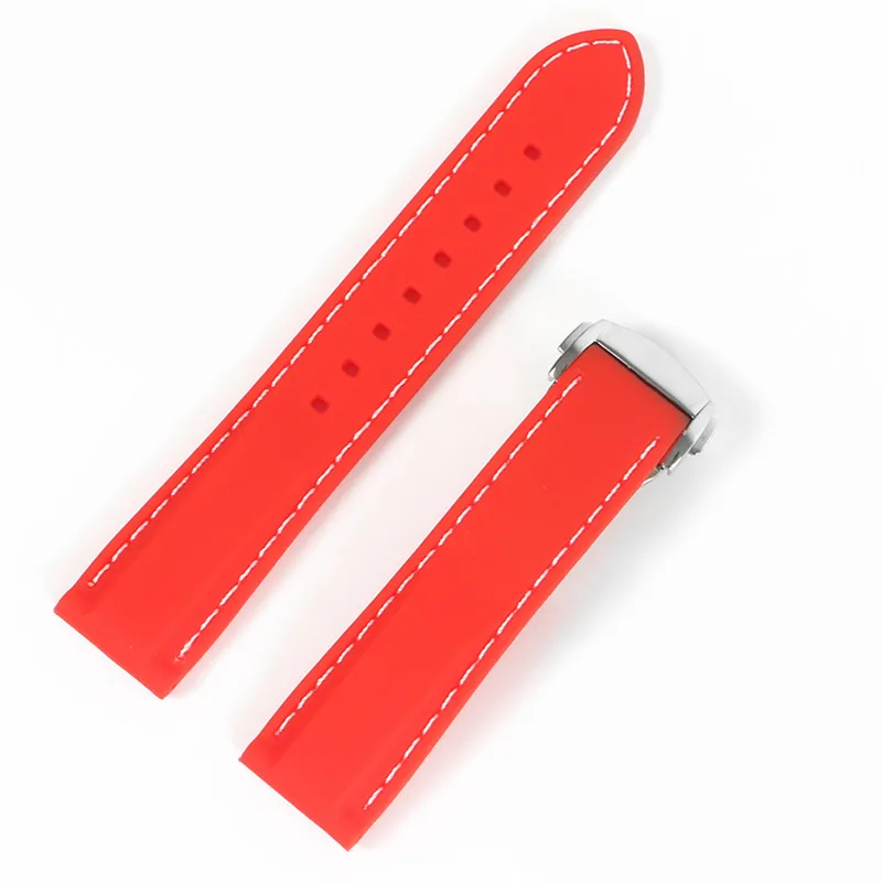 red fold 18 мм 20 мм 22 мм силиконовый ремешок резиновый ремешок для часов Seiko 5 SRP SKX007 ProPex PADI Casio Edifice часы браслет спортивный человек - Цвет ремешка: red fold