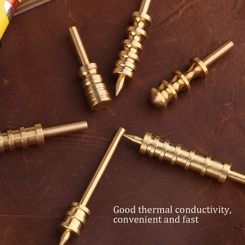 

MIUSIE Leather Polishing Slicker Brass Burnisher Slicker Leather Polishing Tip Or Flat Head Leather Slicer Polishing Tool