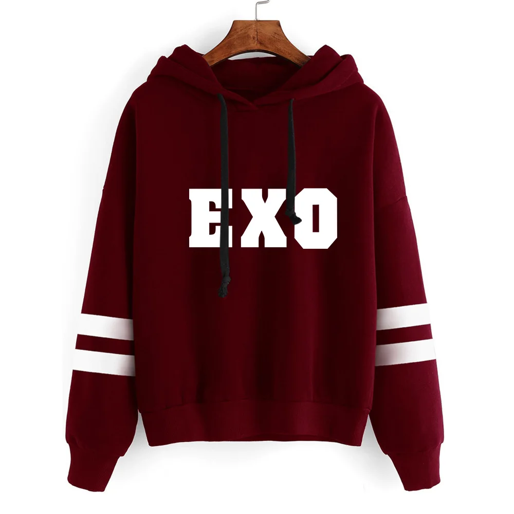 Новый Kpop куртка с капюшоном EXO кофты Женская футболка длинным рукавом и детская