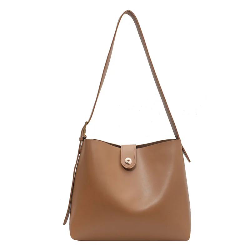 

One-shoulder big bag women's 2020 autumn/winter new trendy retro bucket bag soft leather ins large-capacity bag shopping bag bag