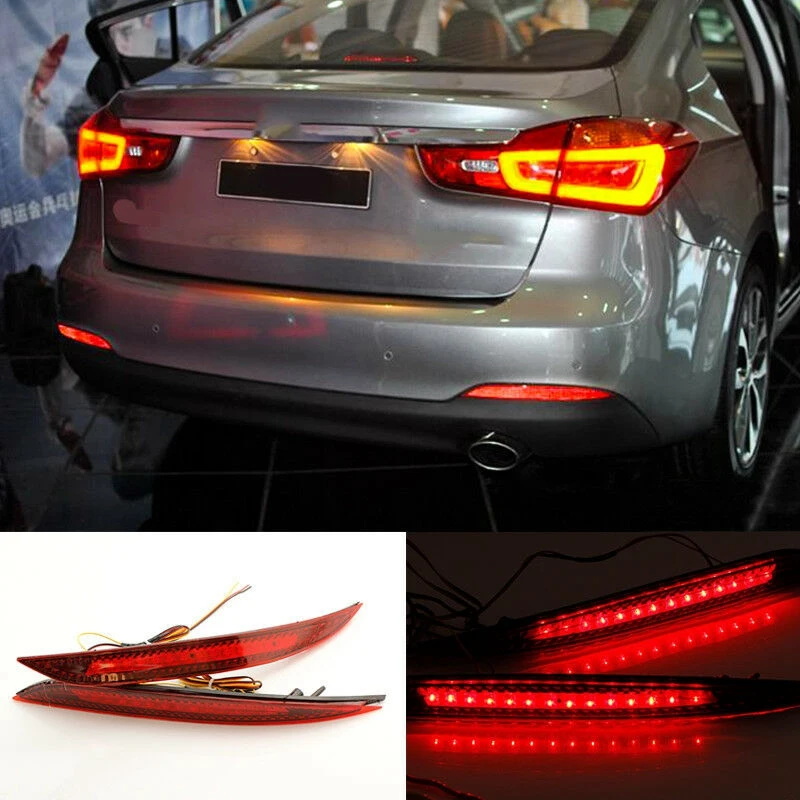 

2 шт. автомобильный Красный Светодиодный отражатель заднего бампера, светодиодный стоп светильник, задний противотуманный фонарь для Kia K3 ...