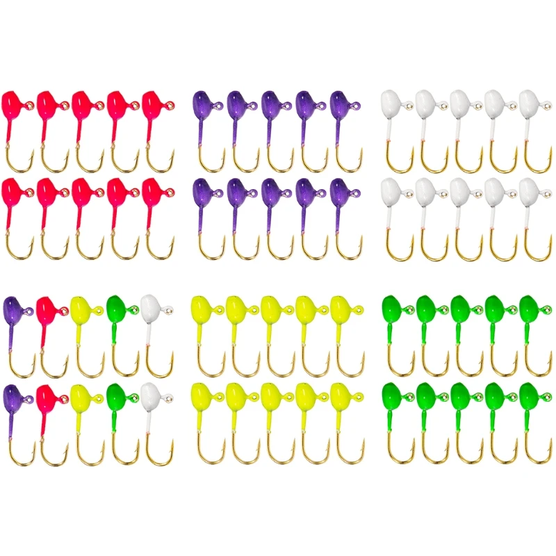 

10pcs/box Fishing Head Jig Hooks Kit High Carbon Steel Hooks Sharp Round Head Bend Hooks Strong Barbed Hooks for Fishing