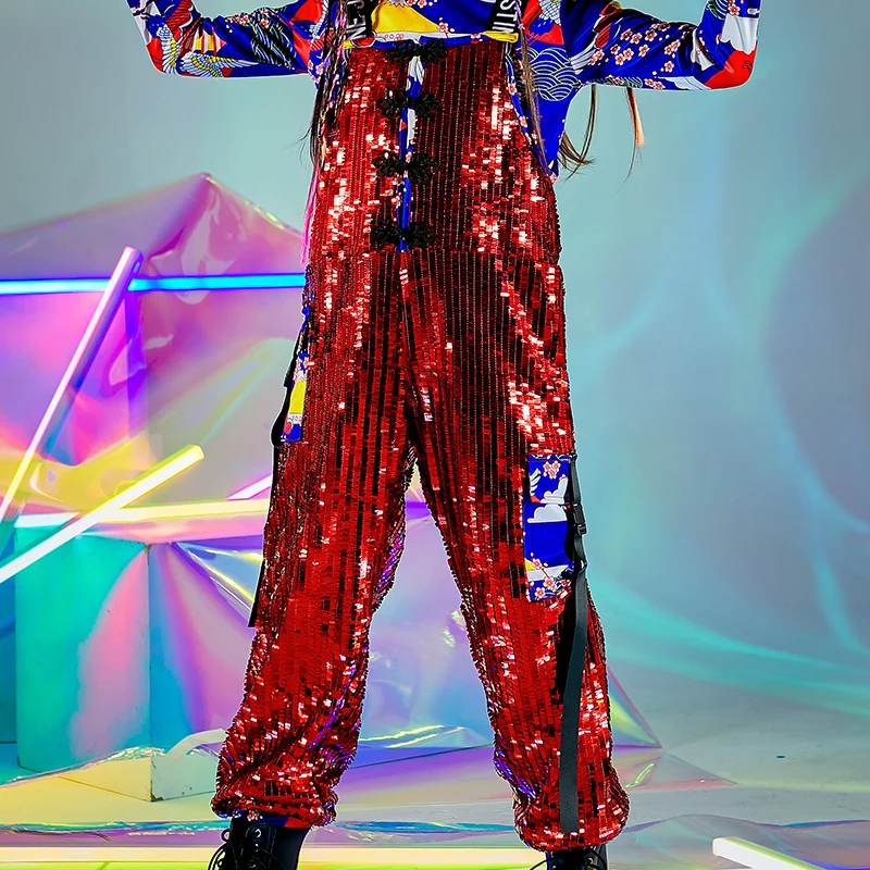 

Ballroom Hip Hop Dance Clothes For Kids Girls Hiphop Sequin Costumes Jazz Street Dane Costumes Performance Rave Clothes
