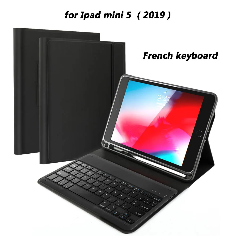 Bluetooth клавиатура для iPad Mini 5 / 2019 кожаный чехол клавиатуры флип-чехол защита |