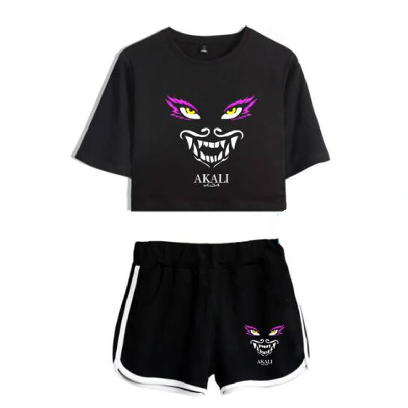 

Summer Track Suit Women 2 Piece Set Kda The Baddest Crop Top Shorts Two Piece Outfits Casual Ladies Tracksuit Sportwear Twopiece