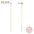 Серьги-гвоздики женские ROXI, с длинными звеньями, 925, висячие серьги из серебра 925 пробы, украшения для ушного хряща