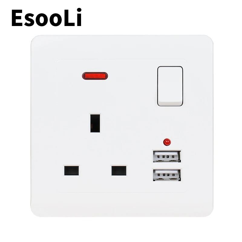 EsooLi 16A Usb настенная розетка двойная итальянская/разъем Чили с 1000mA USB зарядным